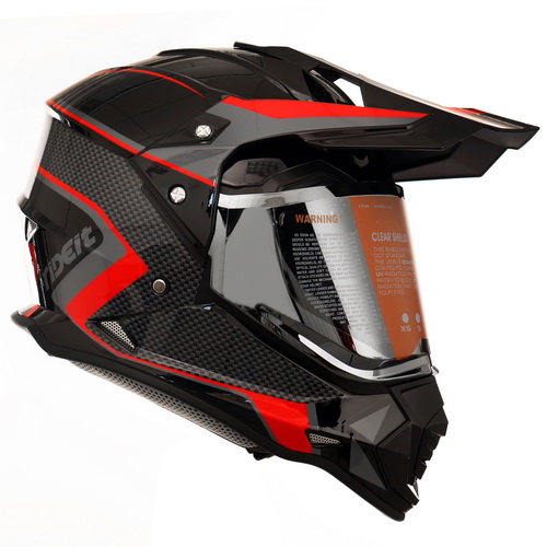 CASCO MOTO DUAL RIDEIT AEREAL NEGRO ROJO NEON T/XL Grupo 86